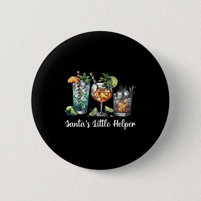Retro Funny Santa's Little Helper Martini Merry Ch Button (Vorderseite)