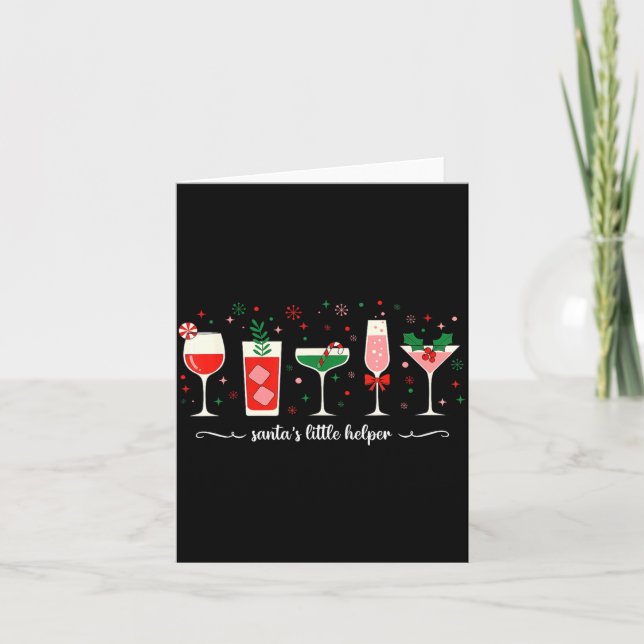 Retro Funny Santa's Little Helper Martini Merry Ch Karte (Vorderseite)