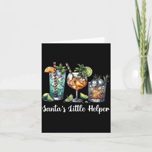 Retro Funny Santa's Little Helper Martini Merry Ch Karte (Vorderseite)