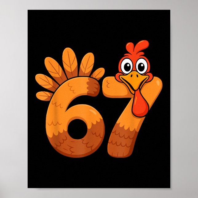 Retro Funny Six Seven 6 7 Meme Thanksgiving Turkey Poster (Vorne)