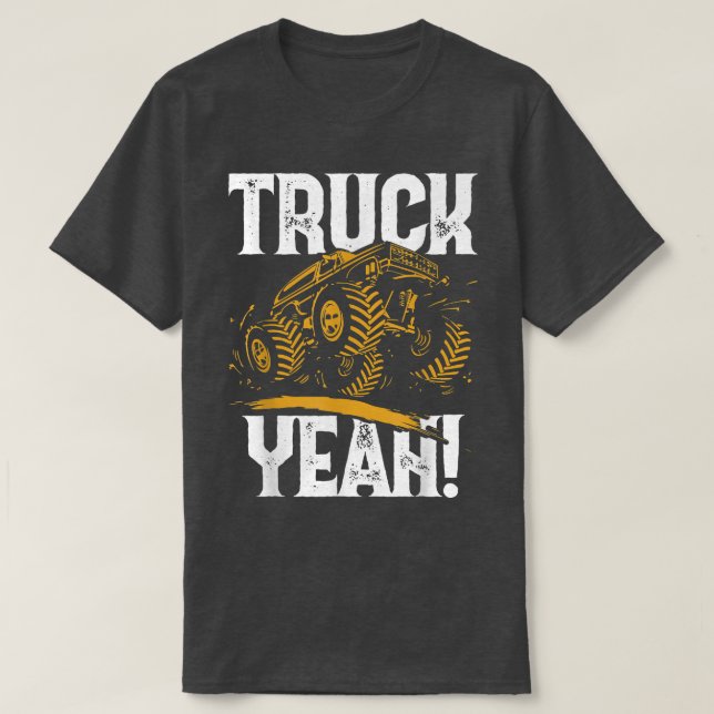 Retro Funny Truck Yeah Monster Truck Tricks Stunts T-Shirt (Design vorne)