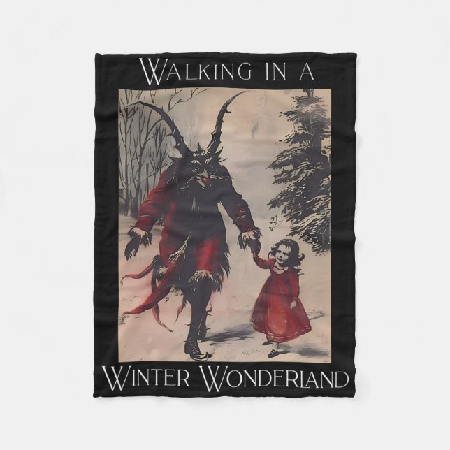 Retro Funny Walking In A Winter Wonderland Merry C Fleecedecke (Vorderseite)