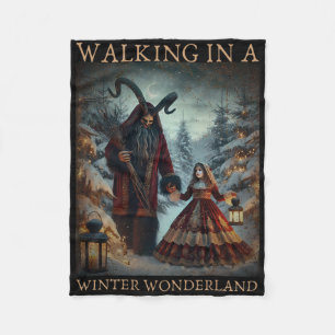 Retro Funny Walking in einem Winter Wunderland Mer Fleecedecke