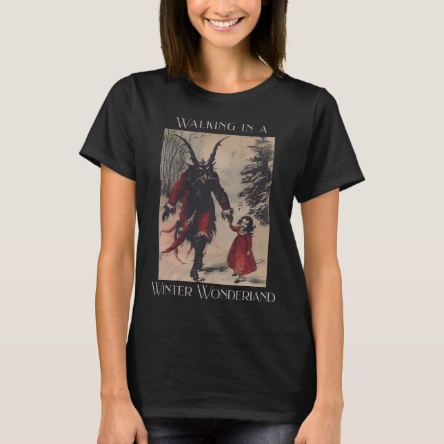 Retro Funny Walking in einem Winter Wunderland Mer T-Shirt (Vorderseite)