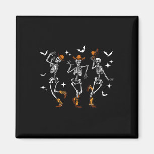 Retro Funny Western Tanzen Skelett Halloween Kuh Magnet