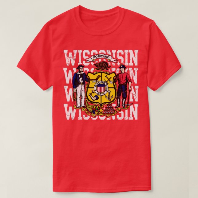 Retro für die Wisconsin-Staatsflagge T-Shirt (Design vorne)