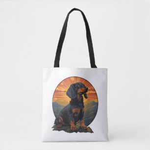 Retro für Haustierliebhaber mit langer Dackel Vint Tasche