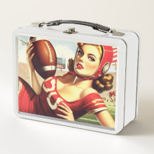 Retro-Fußball-Mädchen Metall Brotdose