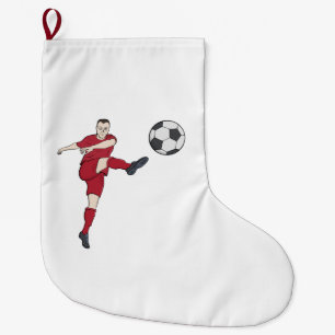 Retro-Fußballspieler, der den Ball Volley tritt Ak Großer Weihnachtsstrumpf