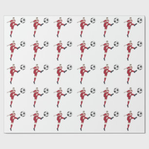 Retro-Fußballspieler, der einen Ball volley kickt Geschenkpapier