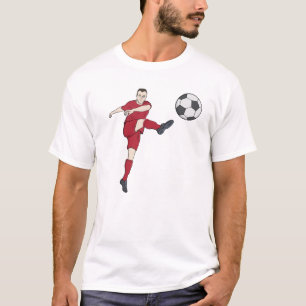 Retro-Fußballspieler tritt Ball Volley-Action Gra T-Shirt