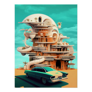 Retro Future Cars Cinematic Auto Art Print Poster