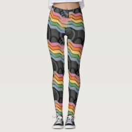 Retro Future Disco Regenbogenstreifen Leggings
