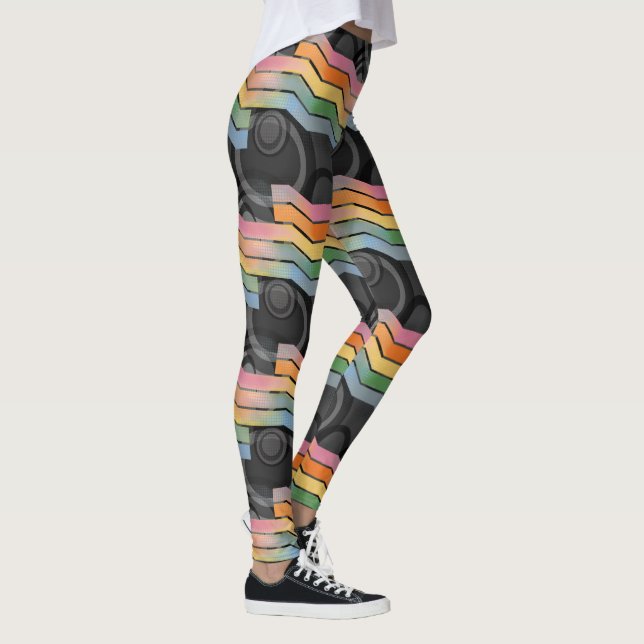 Retro Future Disco Regenbogenstreifen Leggings (Rechts)
