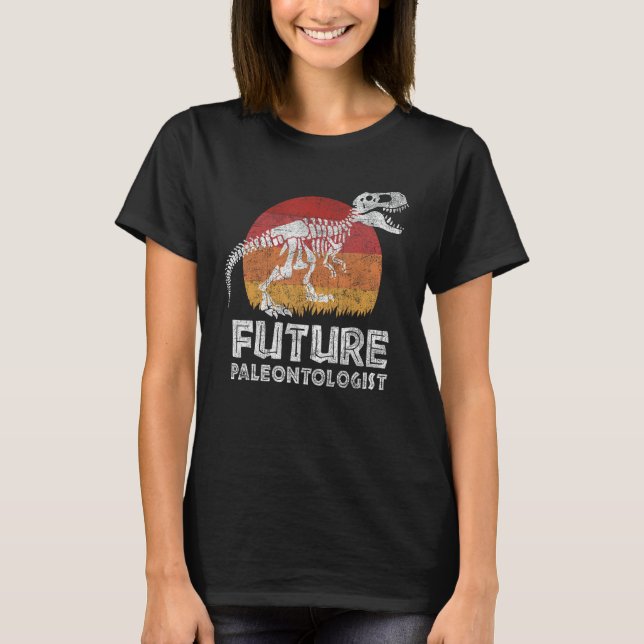 Retro Future Paleontologe T-Rex Dinosaur Fossil T-Shirt (Vorderseite)