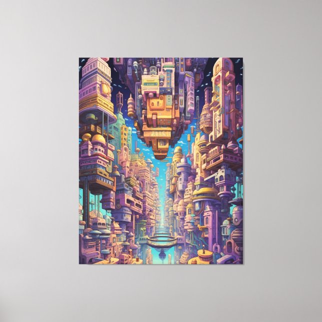 Retro Futurismus Art Leinwand (Vorderseite)