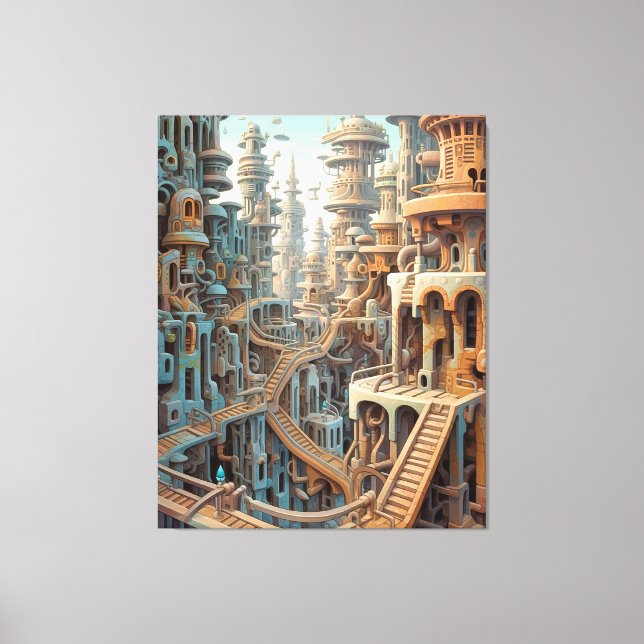 Retro Futurismus Art Leinwand (Vorderseite)