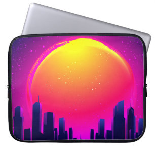 Retro Futurismus. futuristische Synth-Wave-Illustr Laptopschutzhülle