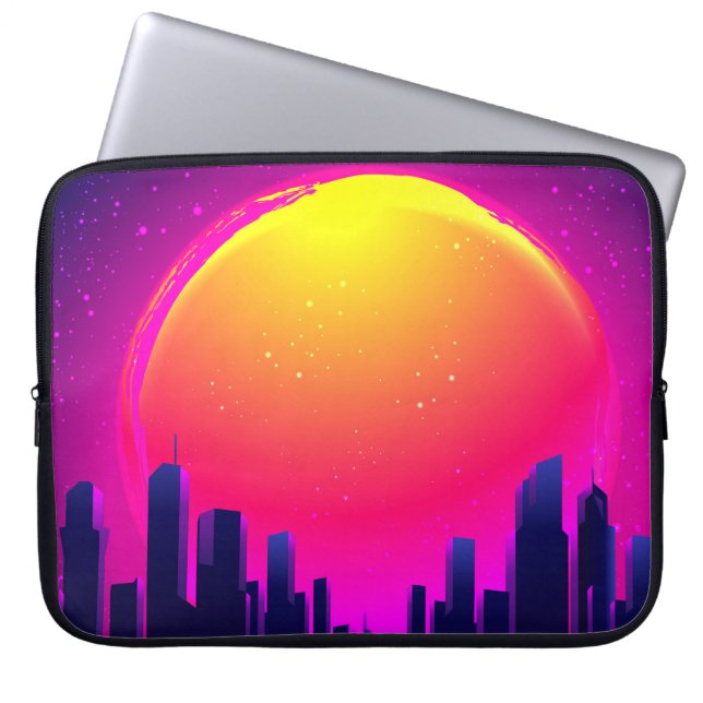Retro Futurismus. futuristische Synth-Wave-Illustr Laptopschutzhülle (Vorderseite)