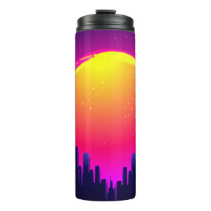 Retro Futurismus. futuristische Synth-Wave-Illustr Thermosbecher