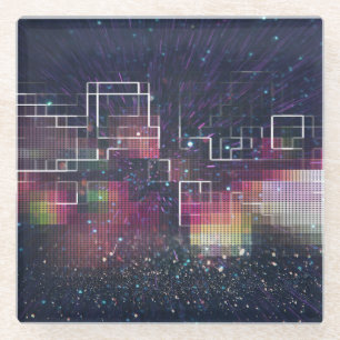 Retro Futurismus: Neon Geometric der 80er Jahre Glasuntersetzer