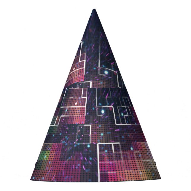 Retro Futurismus: Neon Geometric der 80er Jahre Partyhütchen (Vorderseite)