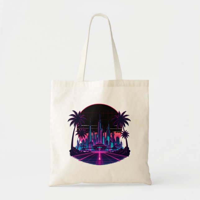 Retro-Futurismus Neon Synthwave Tragetasche (Vorne)
