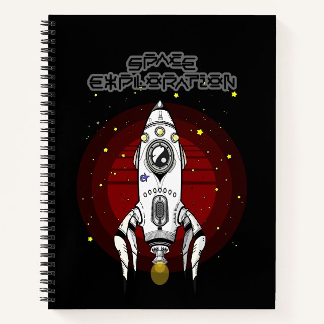 Retro-Futurismus-Weltraumforschung Notizbuch (Vorderseite)
