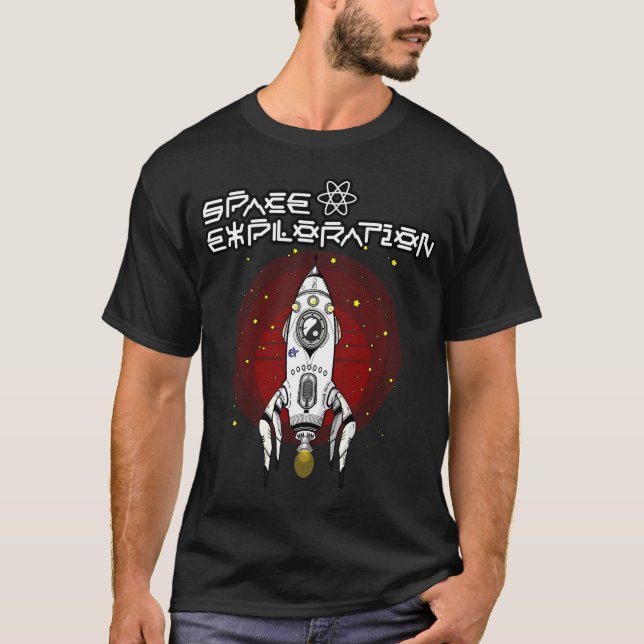 Retro-Futurismus-Weltraumforschung T-Shirt (Vorderseite)