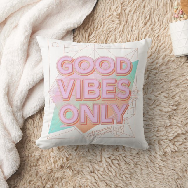 Retro Futuristic Good Vibes Design – Y2K Aesthetic Kissen (Decke)