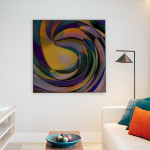 Retro Futuristic Radial Swirve Waves Art Muster Poster