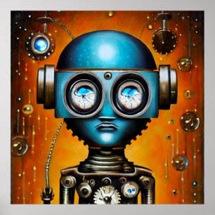 Retro Futuristic Robot Poster