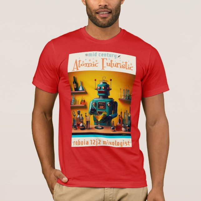Retro Futuristic Robot ROBIA 12J2 Mixologe T-Shirt (Vorderseite)
