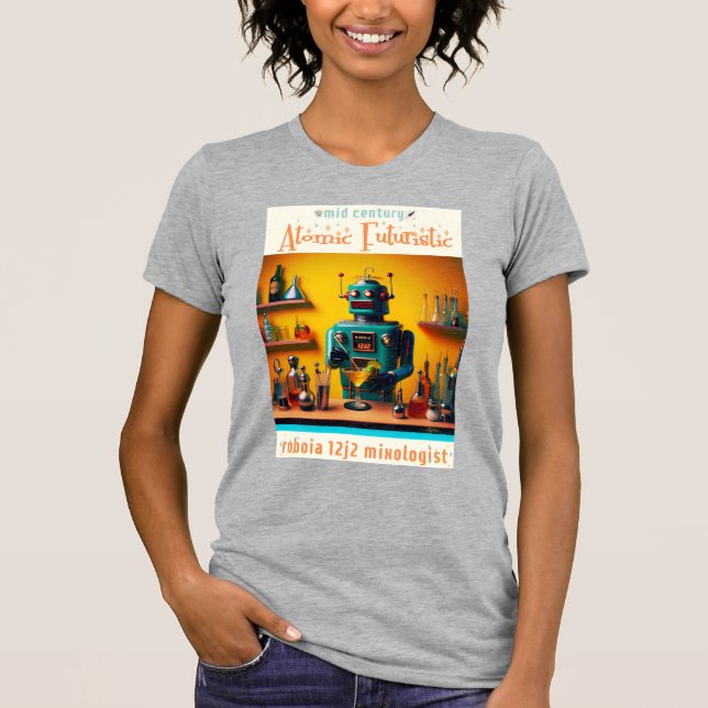 Retro Futuristic Robot ROBIA 12J2 Mixologe T-Shirt (Vorderseite)