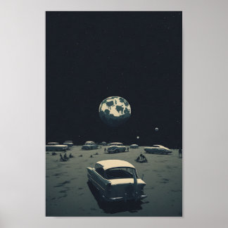 Retro Futuristic Space Vintag, ai-generierte Kunst Poster