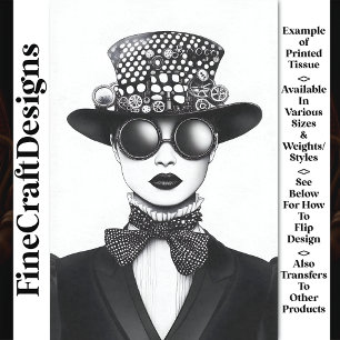 Retro Futuristic Steampunk Frau AC4 Decoupage Seidenpapier