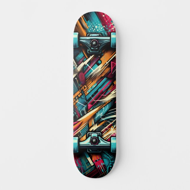Retro-Futuristic Tech Street Art Skateboard 11 (Vorderseite)