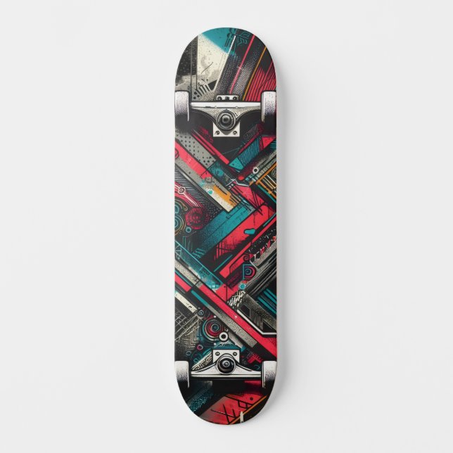 Retro-Futuristic Tech Street Art Skateboard 16 (Vorderseite)