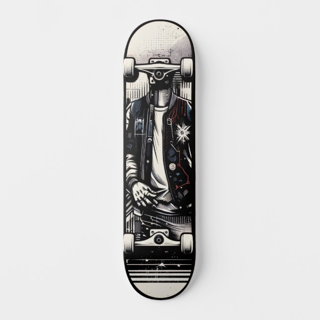 Retro-Futuristic Tech Street Art Skateboard 18 (Vorderseite)