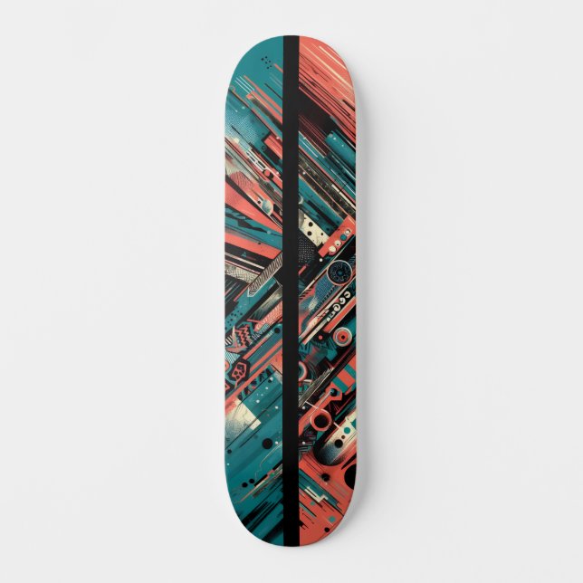 Retro-Futuristic Tech Street Art Skateboard 38 (Recto)