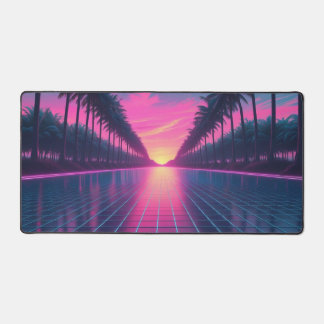 Retro-Futuristic Vaporwave Desk Mat mit Neon Palm Schreibtischunterlage