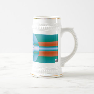 Retro-futuristische Aqua-Korallen-Abstraktkunst Bierglas