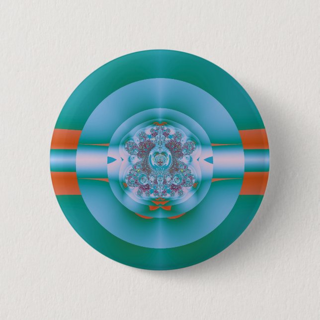 Retro-futuristische Aqua-Korallen-Abstraktkunst Button (Vorderseite)