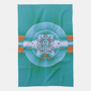 Retro-futuristische Aqua-Korallen-Abstraktkunst Handtuch