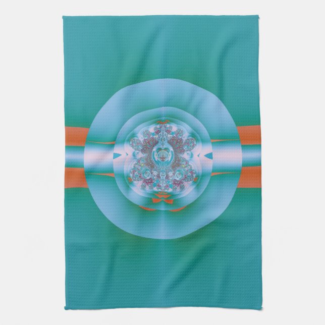 Retro-futuristische Aqua-Korallen-Abstraktkunst Handtuch (Vertikal)