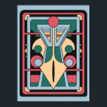 Retro-Futuristische Art Deco geometrischer Pfau Poster<br><div class="desc">Diese kühne geometrische Komposition,  Pavo Cruth,  vermittelt die Eleganz der Art Deco-Symmetrie und die Lebendigkeit des Retro-Futurismus-Designs. Ihre geschichteten Formen in Teal,  Korallenrot,  Gold und Creme strahlen Präzision und Haltung aus – eine perfekte Balance zwischen Vintage-Sophistikation und moderner Abstraktion.</div>