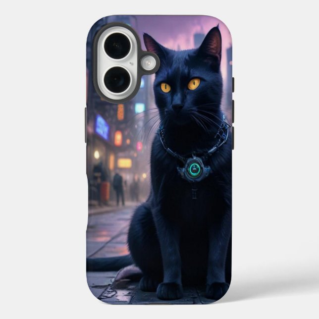 Retro futuristische Kitekatze iPhone 16 Hülle (Rückseite)