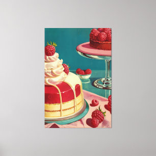Retro futuristische Kuchen Stretched Canvas Print Leinwanddruck