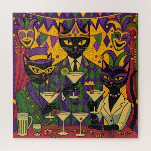 Retro-futuristische Mardi Gras Black Cat Martini C
