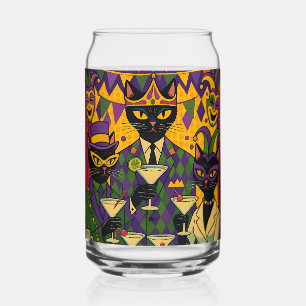 Retro-futuristische Mardi-Gras-Black-Cat-Martini-C Dosenglas